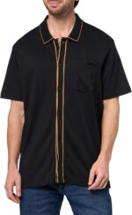 KARL LAGERFELD Men's Woven Short Sleeve Color Contrasting Chest Pocket Shirt