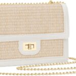 KKXIU Women Small Straw Beach bag Crossbody Bag Summer Shoulder Bag Beach Handbag Vegan Leather Purse