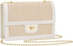 KKXIU Women Small Straw Beach bag Crossbody Bag Summer Shoulder Bag Beach Handbag Vegan Leather Purse
