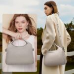 KOGTLA Medium Genuine Leather Purses for Women with Detachable Satchel Strap, Ladies Soft Handbags, Tote Hobo Bags - Image 2