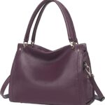 KOGTLA Medium Genuine Leather Tote Handbags for Women, Ladies Soft Satchel Shoulder Purses, Two-Handle Hobo Bags