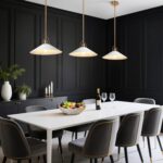 KSANA Pendant Lights Kitchen Island, 14'' Gold and White Pendant Light Fixtures, Modern Large Metal Kitchen Pendant Lighting Over Island - Image 2