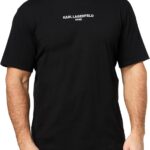 Karl Lagerfeld Mens Crewneck Short Sleeve Relaxed Fit Contrast Trim T-Shirt