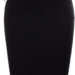 Kate Kasin Womens Knee Length Elastic Waist Basic Stretchy Bodycon Business Pencil Skirt