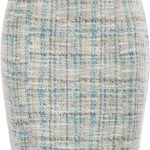 Kate Kasin Womens Knee Length Elastic Waist Stretchy Bodycon Business Tweed Pencil Skirt