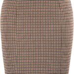 Kate Kasin Womens Knee Length Elastic Waist Stretchy Bodycon Plaid Business Pencil Skirt