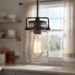 Kichler Brinley 7.75" Kitchen Pendant in Olde Bronze®, Mini Farmhouse Pendant with Clear Glass, (7.75" H x 4.75" W), 42878OZ, 1-Light - Image 2
