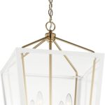 Kichler Delvin 4-Light Pendant Light Fixture with Clear Glass and White Cage in Champagne Bronze, Updated Traditional Hanging Light for Kitchen Island, Dining Room, or Foyer (16" x 24"), 52619CPZWH