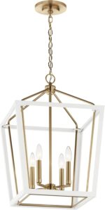 Kichler Delvin 4-Light Pendant Light Fixture with Clear Glass and White Cage in Champagne Bronze, Updated Traditional Hanging Light for Kitchen Island, Dining Room, or Foyer (16" x 24"), 52619CPZWH - Image 2