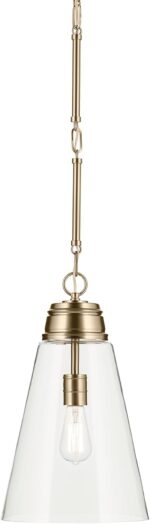 Kichler Marsailli 1-Light Medium Pendant Light Fixture with Clear Glass in Champagne Bronze, Updated Traditional Hanging Light for Kitchen Island, Dining Room (19" x 11.5"), 52661CPZCLR - Image 2