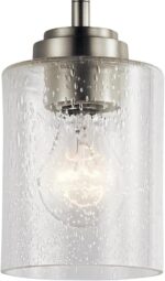 Kichler Winslow 7.5" Mini Kitchen Pendant with Clear Seeded Glass in Brushed Nickel, (7.5" H x 4.25" W), 44032NI - Image 2