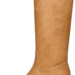 Knee High Boots Women Square Toe Chunky Block Heel Banana Campus Boot Wide Calf Comfortable Low Heel Riding Long Boots