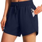 Ksmien Women's 5"/ 7" Athletic Running Shorts Quick Dry Lightweight Workout Gym Shorts with Zipper Pockets UPF 50+