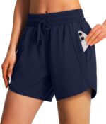 Ksmien Women's 5"/ 7" Athletic Running Shorts Quick Dry Lightweight Workout Gym Shorts with Zipper Pockets UPF 50+