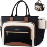 LOVEVOOK Work Tote Bags for Women,Laptop Tote Bag for Women With Large Cup Holder,Teacher Nurse Bags With Accordion File Organizer Pocket,Multi-Pockets Professional Briefcase Business Purses Handbag