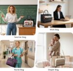 LOVEVOOK Work Tote Bags for Women,Laptop Tote Bag for Women With Large Cup Holder,Teacher Nurse Bags With Accordion File Organizer Pocket,Multi-Pockets Professional Briefcase Business Purses Handbag - Image 2