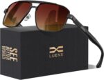 LUENX Aviator Polarized Sunglasses for Men Women Square Polygon Shades – UV400 Protection, Anti-Glare for Driving Fishing