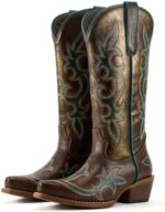 Lante Cowboy Boots for Women - Mid Calf Cowgirl Boots,Chunky Heel Snip Toe Stitched Embroidery Western Boots for Concert Dancing Country Wedding Daily Dating