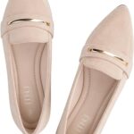 MUSSHOE Loafers for Women Pointed Toe: Dressy Gold Bit Flats, Suede BusinessCasual Slip On Shoes for Office Work,Interview & Teacher