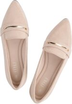 MUSSHOE Loafers for Women Pointed Toe: Dressy Gold Bit Flats, Suede BusinessCasual Slip On Shoes for Office Work,Interview & Teacher