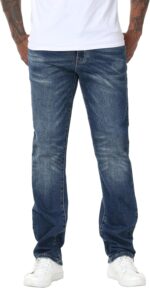 MZNBURAM Men's Stretch Regular Fit Straight-Leg Cotton Fashion Comfort Flex Waist Denim Pants Jeans - Image 2