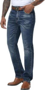 MZNBURAM Men's Stretch Regular Fit Straight-Leg Jeans - Cowboy Cotton Fashion Comfort Flex Waist Denim Pants - Image 2
