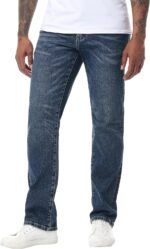MZNBURAM Men's Stretch Relaxed Fit Straight-Leg Cotton Fashion Comfort Flex Waist Denim Pants Jeans