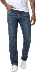 MZNBURAM Men's Stretch Relaxed Fit Straight-Leg Cotton Fashion Comfort Flex Waist Denim Pants Jeans - Image 2