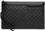 Men's Business Commuter Clutch Bag - Large Capacity PU Leather Handbag with Plaid Pattern