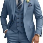 Mens Suit 3 Piece Slim Fit Suits for Men Double Breasted Suit Wedding Prom Suits Formal Business Dinner Tuxedo