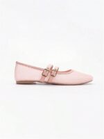 Milumia Women's Fishnet Mesh Ballet Flats Comfortable Dressy Closed Toe Ballerina Shoes with Buckle Strap - Image 2