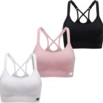 New Balance Women’s Seamless Strappy Sports Bra 3 Pack – Wirefree Athletic Bralette for Yoga, Training, and Comfort Wear
