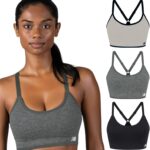 New Balance Women's Sports Bras 3 Pack, Seamless Cami, Removable Pads, Medium Impact Gym Sports Bra for Women, Workout Set