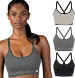 New Balance Women's Sports Bras 3 Pack, Seamless Cami, Removable Pads, Medium Impact Gym Sports Bra for Women, Workout Set