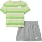 Nike Boys' Striped Sportswear Club T-Shirt and Shorts 2-Piece Outfit Set