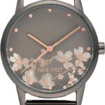 Nine West Women's Floral Dial Mesh Bracelet Watch