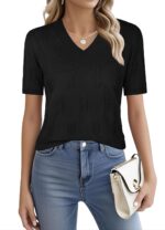 Ninedaily Women's Tops Short Sleeve Sweater Knit T-Shirts Dressy Casual Blouses