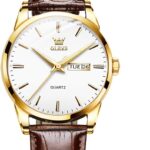OLEVS Mens Watches, Casual Leather Watches for Men Easy to Read Quartz Number Watch with Date Waterproof Blue/Black/Silver Face Men's Wrist Watches…