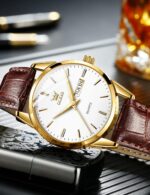 OLEVS Mens Watches, Casual Leather Watches for Men Easy to Read Quartz Number Watch with Date Waterproof Blue/Black/Silver Face Men's Wrist Watches… - Image 2
