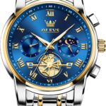 OLEVS Watches Men Waterproof Luxury Big Face Mens Watch Stainless Steel Quartz Analog Dress Watches for Men Luminous Multifunction Man Watch Relojes De Hombre