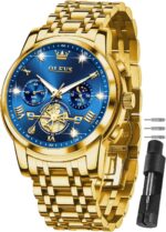 OLEVS Watches for Men Dress Watch Chronograph Luxury Stainless Steel Big Face Men Watches Multi-Function Easy to Read Diamond Roman Numerals Business Wristwatch Reloj para Hombre
