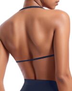OMKAGI Halter Sports Bras for Women Padded Strappy Bra Open Back Workout Gym Crop