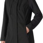 Outdoor Ventures Women's Lightweight Waterproof Fleece Lined Hooded Softshell Rain Jacket, Warm Windbreaker Long Coat