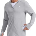 PINSPARK Men's UPF50+ Full Zip Outdoor Hoodies Lightweight Sun Protection Long Sleeve Jacket for Fishing Hiking with Pockets