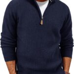 PJ PAUL JONES Men Quarter Zip Pullover Sweaters Lightweight Knit Dress Sweater for Glof Work Casual