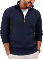 PJ PAUL JONES Men Quarter Zip Pullover Sweaters Lightweight Knit Dress Sweater for Glof Work Casual