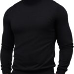 PJ PAUL JONES Mens Mock Turtleneck Sweater Long Sleeve Casual Pullover Sweater Slim Fit Basic Knit Tee