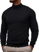 PJ PAUL JONES Mens Mock Turtleneck Sweater Long Sleeve Casual Pullover Sweater Slim Fit Basic Knit Tee