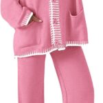 PRETTYGARDEN Lounge Sets for Women Fall 2026 Loungewear 2 Piece Outfits Cardigan Sweaters Track Suit Matching Winter Clothing