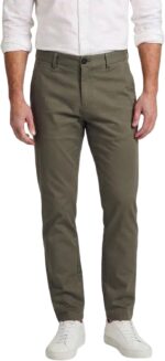 Plaid&Plain Men’s Slim Fit Khaki Pants Men’s Tapered Chino Pants